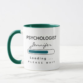 Caneca PSICÓLOGO [Nome] Carregando Verde e Branco