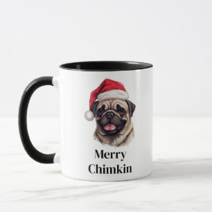 Caneca Pug Cachorro Chapéu de Papai Noel Natal