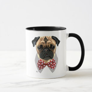 Caneca Pug com Arco vermelho