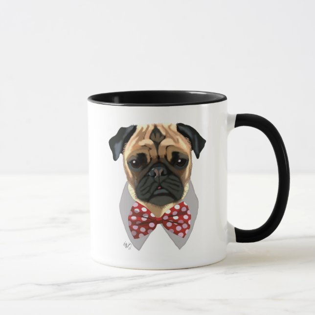 Caneca Pug com Arco vermelho picado (Direita)