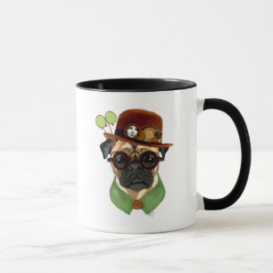 Caneca Pug com Steampunk Bowler Hat