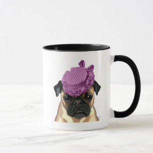 Caneca Pug com Vintage Purple Hat