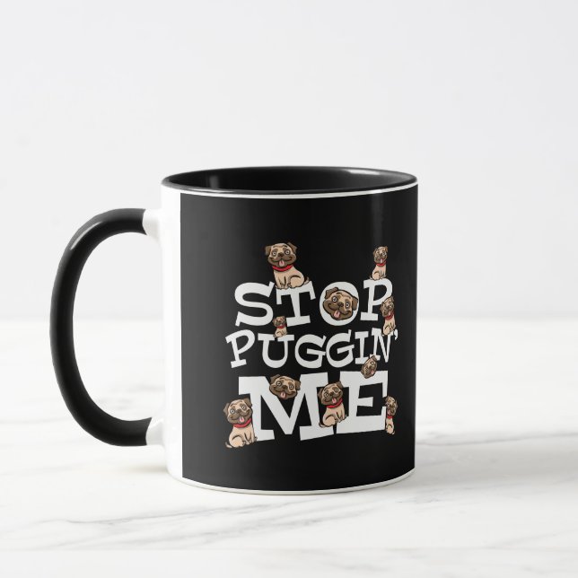 Caneca Pug Dog Stop Bugging Me - Engraçado Pun Coffee M (Esquerda)