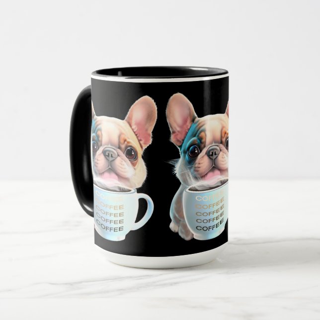 Caneca Pug e café amante do café (Frente Esquerda)