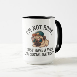 Caneca Pug Introvertido Bateria Social Baixa