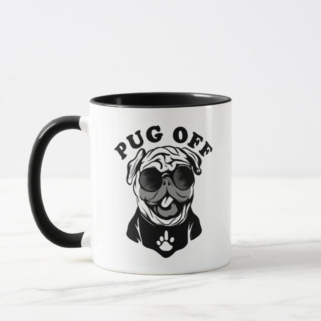 Caneca Pug Off | Humor Engraçado Para Pug Lovers (Esquerda)