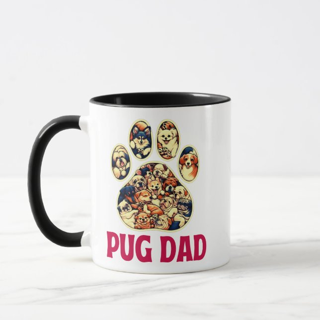 Caneca Pug Pai Cachorro Amava o Dia do Pai Teto (Esquerda)