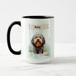 Caneca Puli Watercolor Personalized Dog