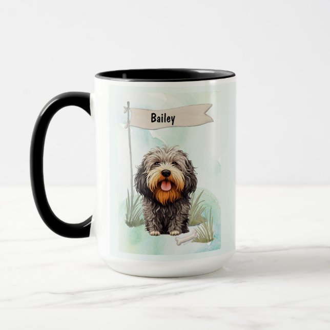 Caneca Puli Watercolor Personalized Dog (Esquerda)