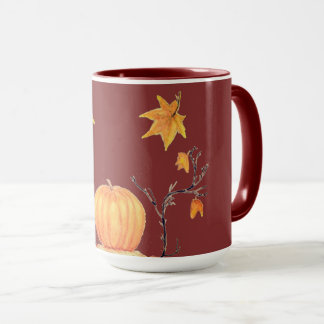 Caneca Pumpkin Cair Aquarela Arte de Ação de Graças