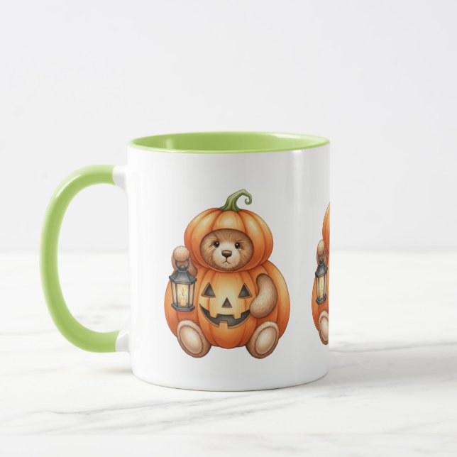 Caneca Pumpkin com Lanterna, Urso de Teddy, Halloween, Au (Esquerda)