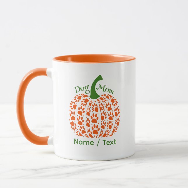 Caneca Pumpkin Dog Mom Mug – Funny Personalized Fall Gift (Esquerda)