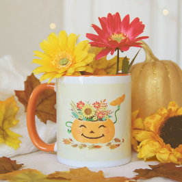 Caneca Pumpkin Floral do Halloween
