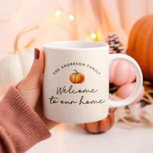 Caneca Pumpkin outono bem-vindo à nossa decoração domésti