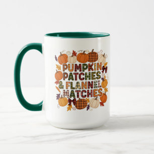 Caneca Pumpkin Patches & Flannel Matches - outono do outo