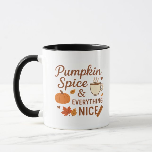 Caneca Pumpkin Spice E Tudo O Que É Bonito Queda Design (Esquerda)