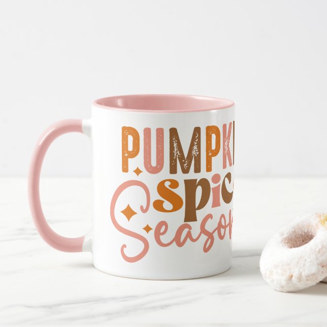 Caneca Pumpkin Spice Season - Mug de Café de Dois Tom (Com Donut)