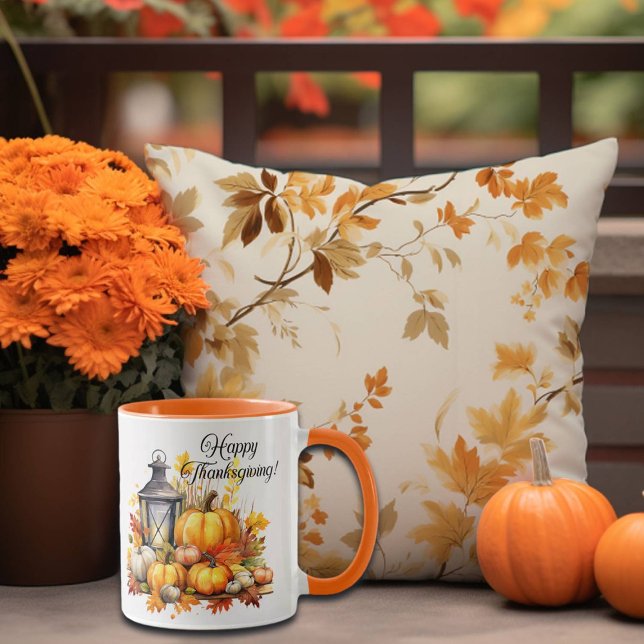 Caneca Pumpkins Maple Tree Deixa Lâmpada Graças (Criador carregado)