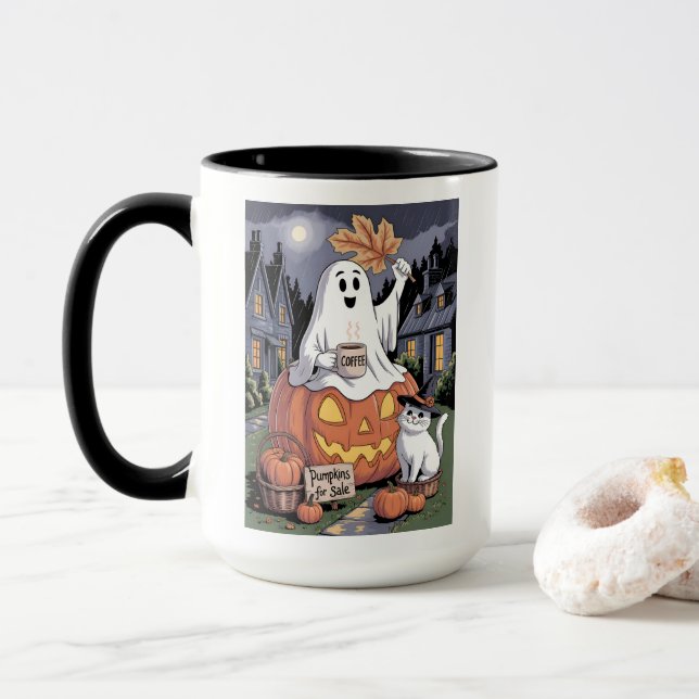 Caneca Pumpkins Para Vender E Caffeine Ghost Com Cat V3 (Com Donut)
