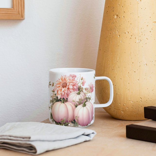Caneca Pumpkins rosa e Dragonflies (Criador carregado)