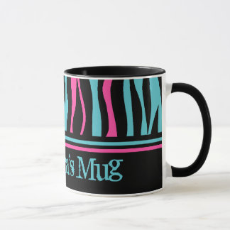 Caneca Punho de impressão zebra em rosa-quente, preto e a