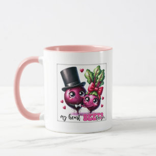 Caneca Punho engraçado coração beterrabas arte de palavra