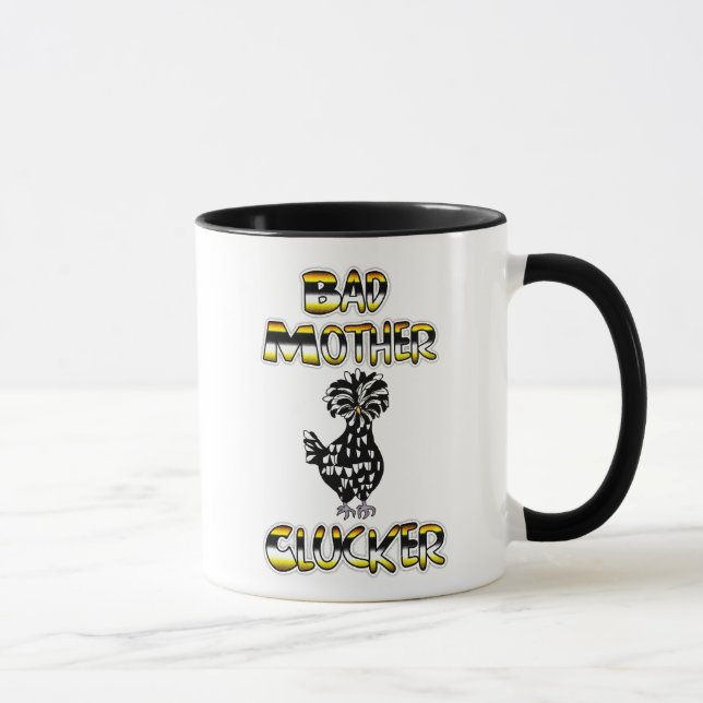 Caneca Punição engraçada de galinha Mãe Clucker ruim  (Direita)