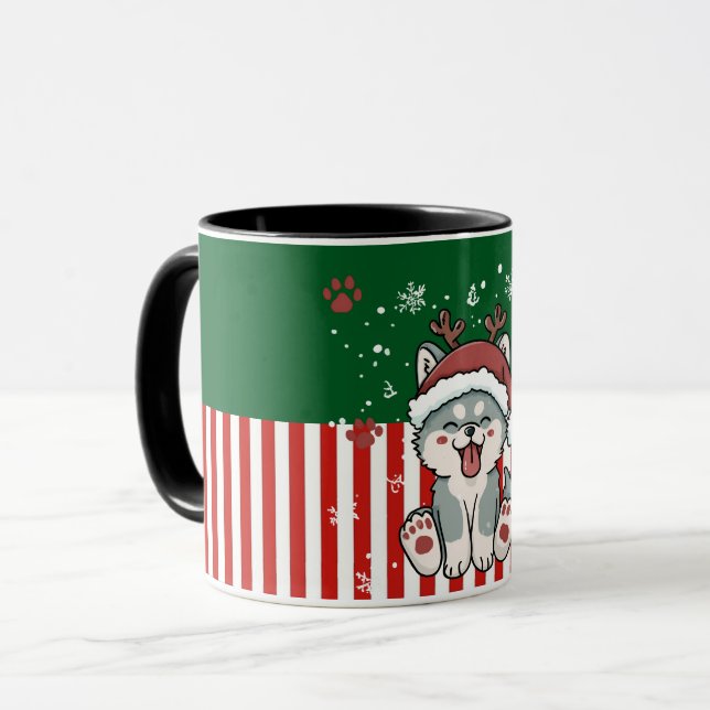 Caneca Puppy Papai Noel com Chifres (Frente Esquerda)