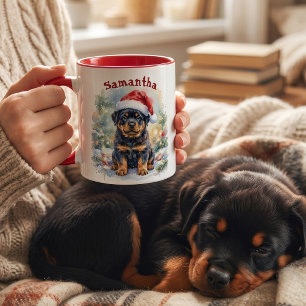 Caneca Puppy Rottweiler Personalizado Natal