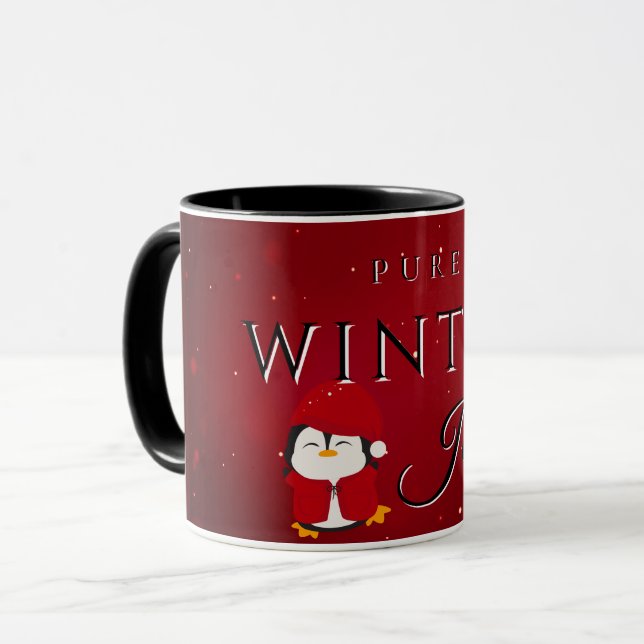 Caneca Pura Alegria de Inverno com Pinguim (Frente Esquerda)