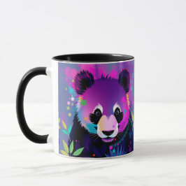 Caneca Purple Black Abstract Panda Mug