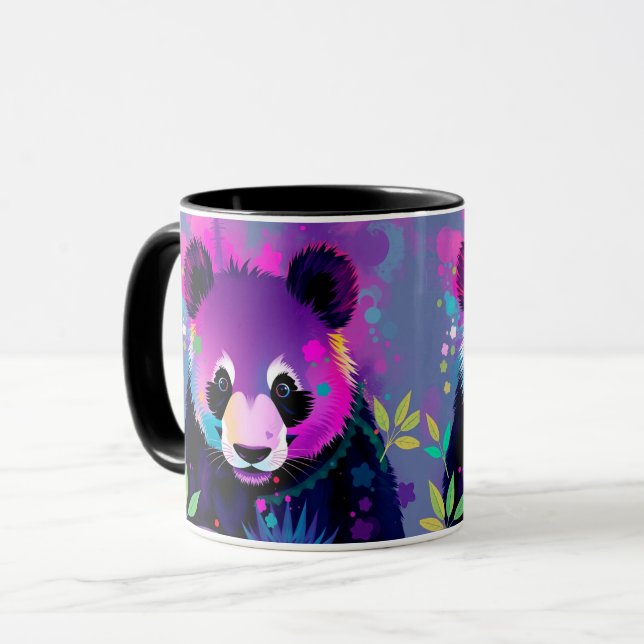 Caneca Purple Black Abstract Panda Mug (Frente Esquerda)