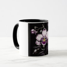 "Purple Orchid Mug - Floral Elegance Cup"