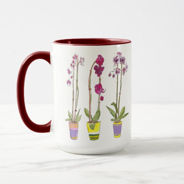 Caneca Purple Orchids Whimsical Garden Botanical (Esquerda)