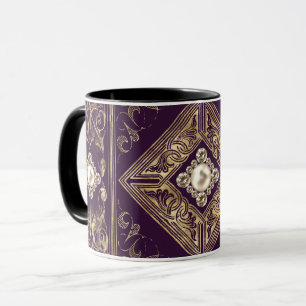 Caneca Púrpura e Dourada Opulência Brooch Ornamentado