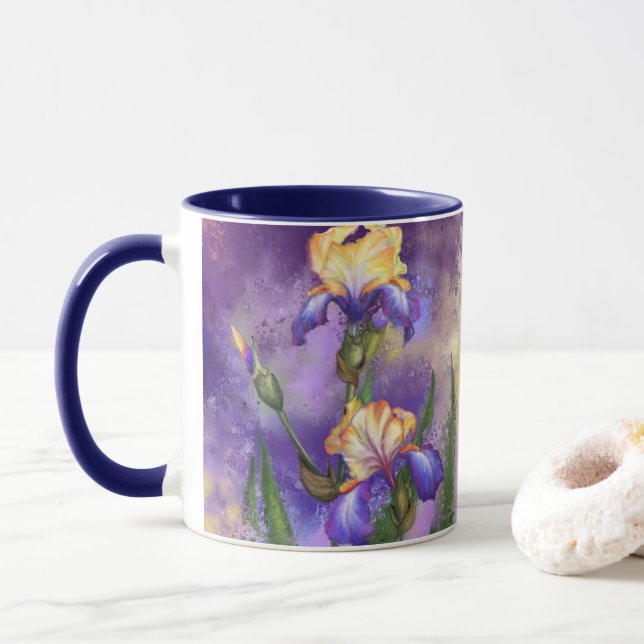 Caneca Púrpura Iris Flowers Mug (Com Donut)