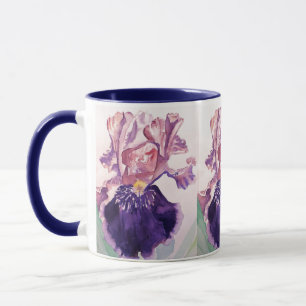 Caneca Púrpura Iris Watercolor Painting