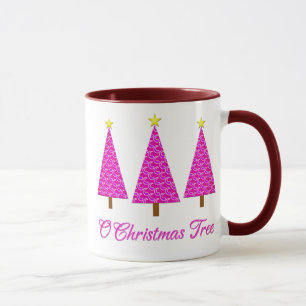 Caneca Púrpura Paisley Retro Árvores de Natal Modernas