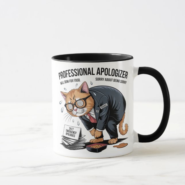 Caneca Purr-fectly Sorry: Professional Apologizer Cat  (Direita)