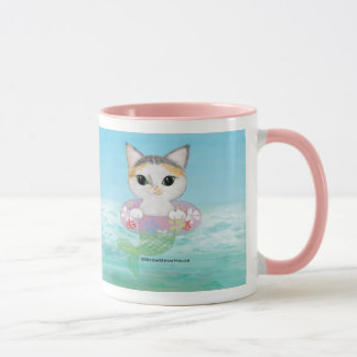 Caneca Purrmaid bonito com um anel da natação