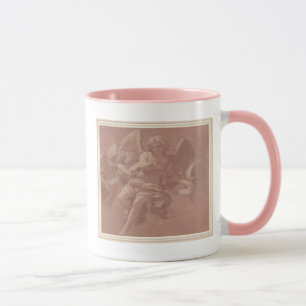 Caneca Putto e anjo que guardaram uma flâmula