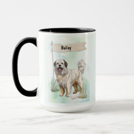 Caneca Pyrenean Shepherd Watercolor Personalized Dog
