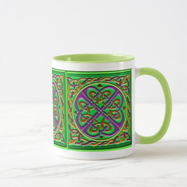 Caneca Quadrado cerâmico celta verde (Direita)