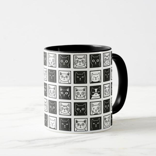 Caneca Quadrado de gatos (Frente Esquerda)