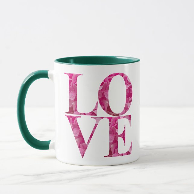 Caneca Quadrado Floral Rosa LOVE (Esquerda)