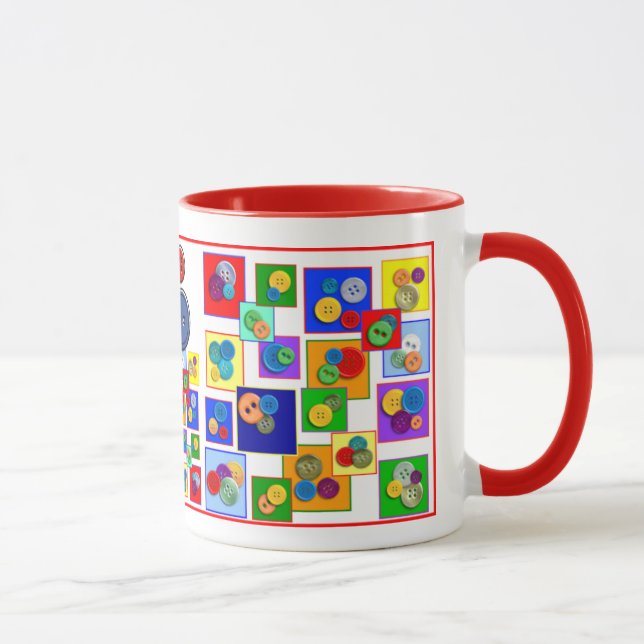 Caneca Quadrados coloridos e Design de botões (Direita)