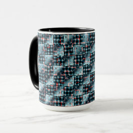 Caneca Quadrados de xadrez curvos expostos ao mosaico des