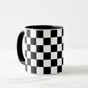 Caneca Quadrados de Xadrez Preto e Branco