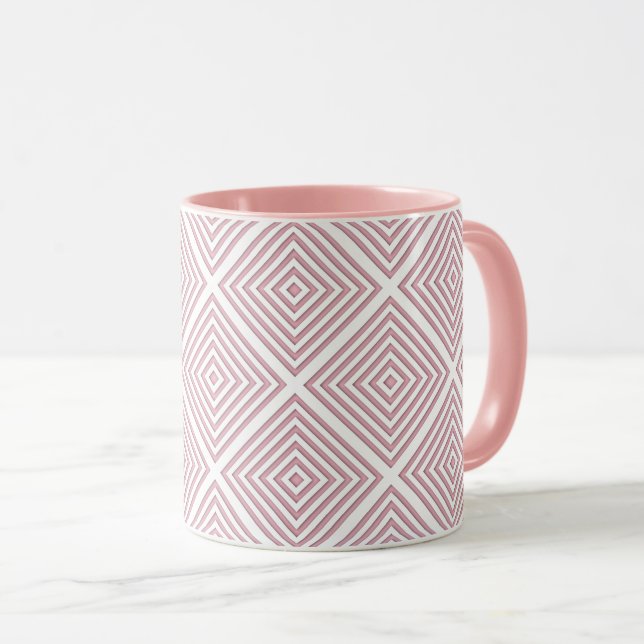 Caneca Quadrados Geométricos Rosa (Frente Esquerda)