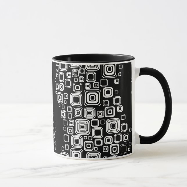 Caneca Quadrados preto e branco retros (Direita)